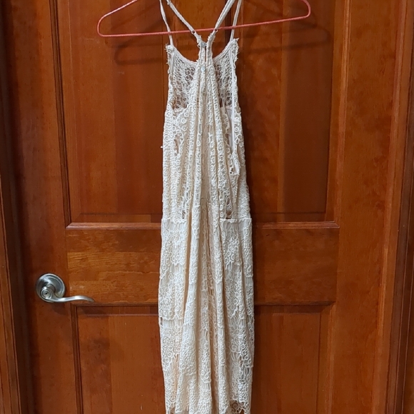 Cream Ruffled Halter Mini Dress - Picture 3 of 4